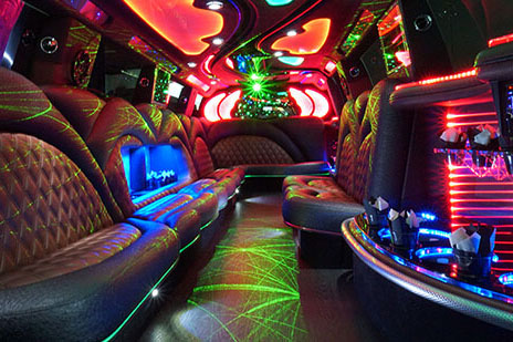 20-passenger Cadillac limousine interior