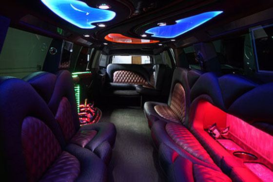 20-passenger Cadillac limousine int view