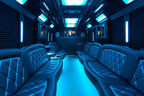 30-passenger limo bus interior